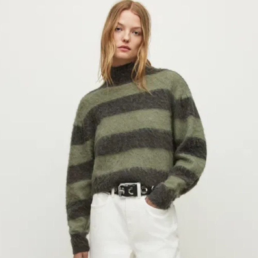 All Saints Vika Striped Brushed Sweater
